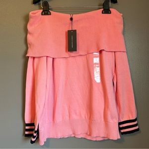 NWT Tommy Hilfiger Sz Large Peach Off Shoulder Long Sleeve Sweater Shirt Top!